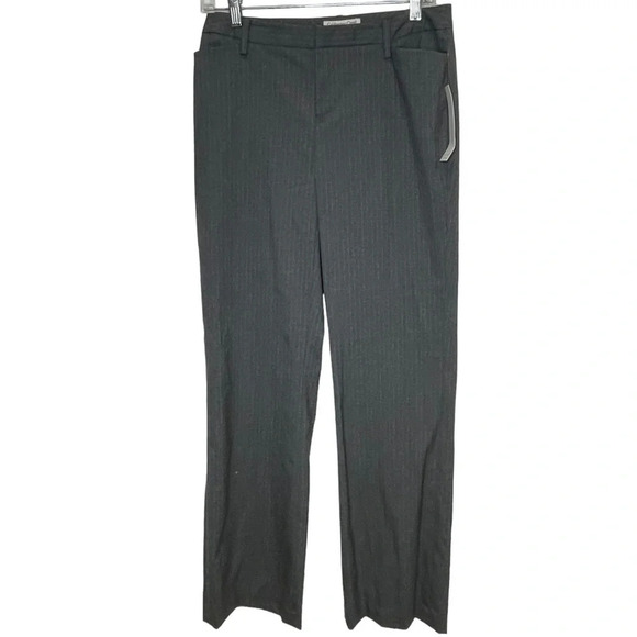 Coldwater Creek natural fit gray pinstriped trousers - Picture 1 of 8